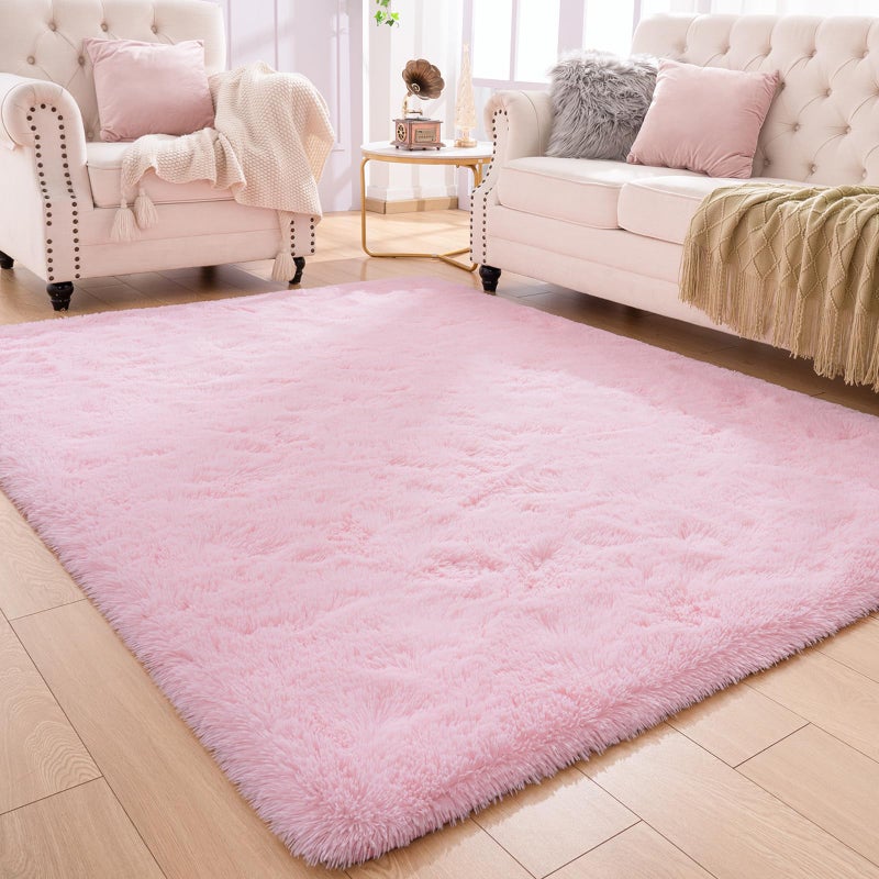 Softlife Light Pink Area Rug for Living Room, Fluffy Shag Plush 5.3x7.6 Rugs for Bedroom Girls, Shaggy Soft Fuzzy Kids Large Carpet for Dorm Bedside Ultra Cozy Non-Slip Indoor Decor - Image 3